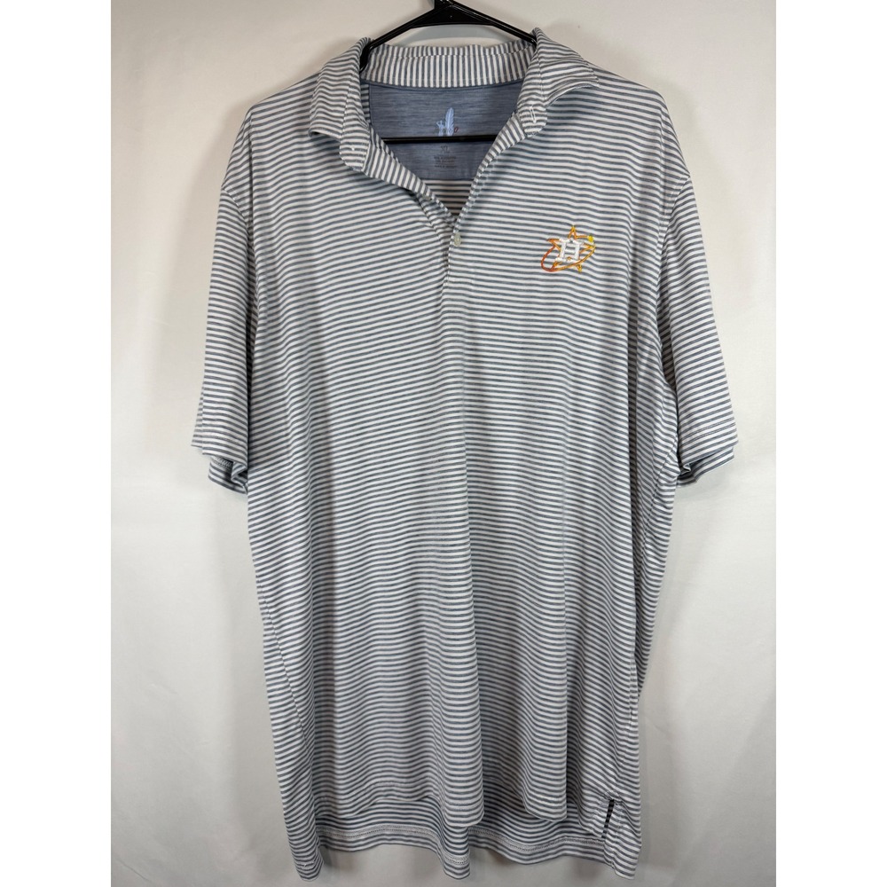 Johnnie-O Houston Astros Featherweight Polo Shirt Mens XL Blue White Striped